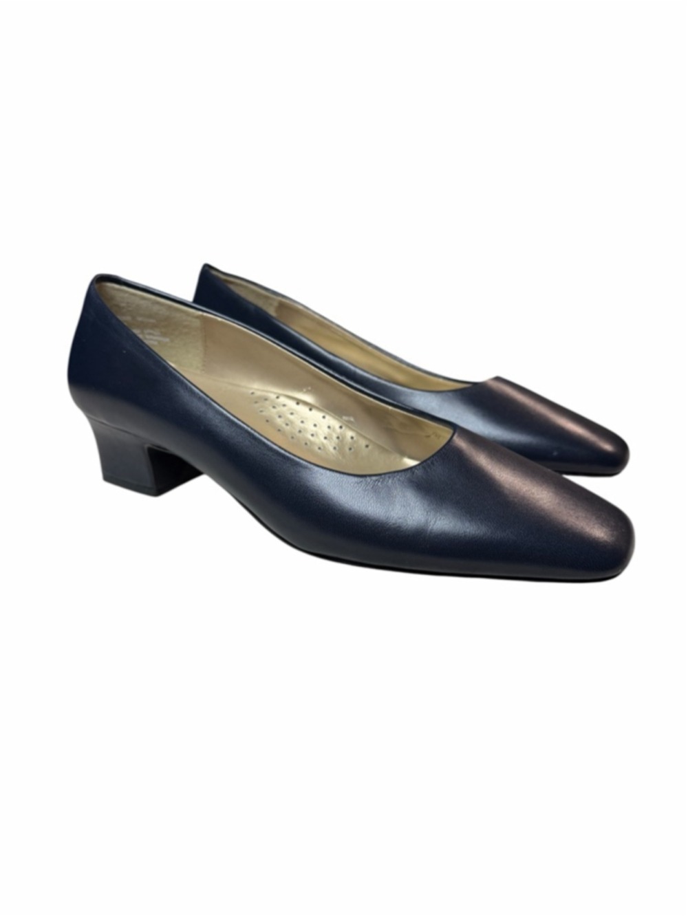 Maripé Sophia Navy Blue Leather Low Heel Pumps Women’s Size 7 M Comfort Dress Sh